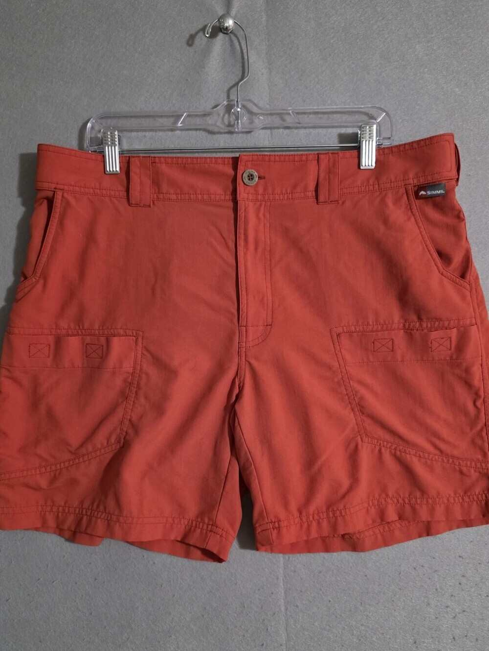 Simms Mens 7" Spiced Coral High Water Cargo Fishing Shorts Size Large